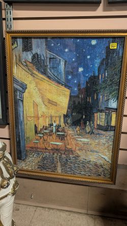 Van Gogh Cafe Terrace At Night Framed Jigsaw Puzzle Wall Art Decor Print Display