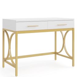 41" Computer Desk, Modern Home Office Writing Desk with 2 Drawers In Box New!