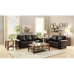 Brand new black bonded leather match 84" sofa + 63" loveseat