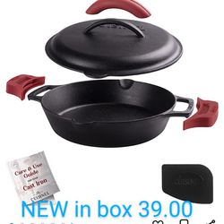 Cast Iron Skillet with Cast Iron Lid - 10-Inch Dual Handle Frying Pan + Pan  Scraper + Silicone Handle Holder Covers - Pre-Seasoned Oven Safe Cookware  for Sale in Woodville, CA - OfferUp