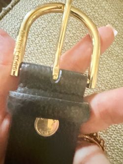 Black Leather Belt with Gold Buckle