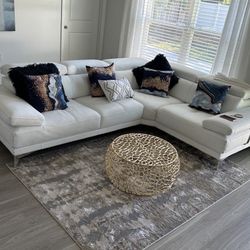 White Leather Sevtional