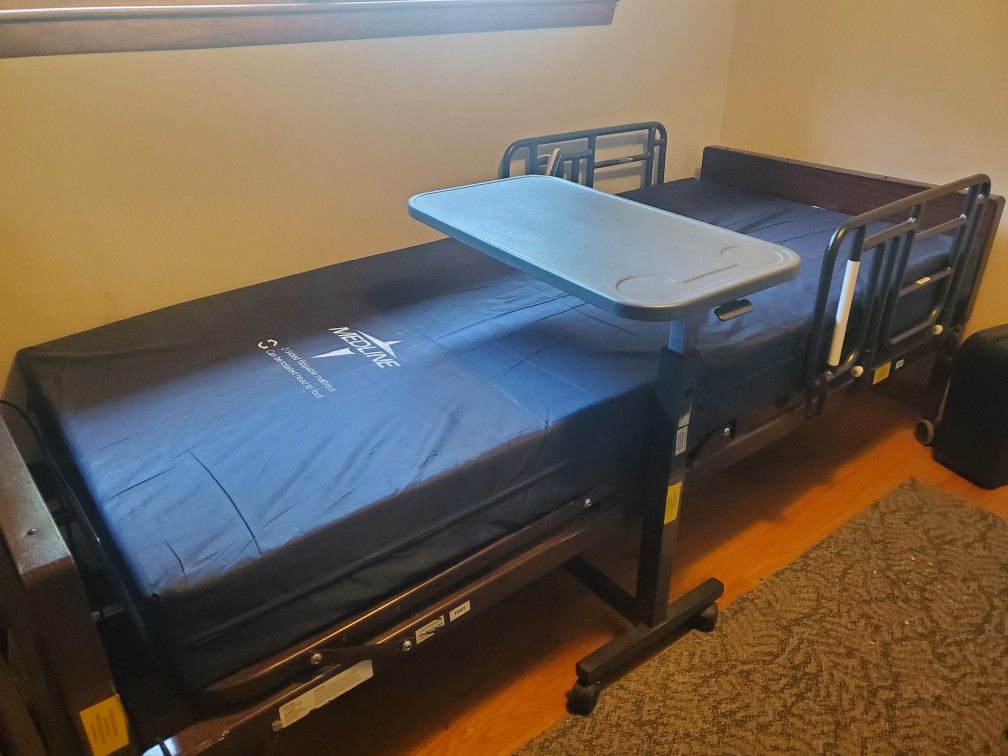 Hospital Bed and Side Table