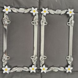Floral Chrome License Plate Frames