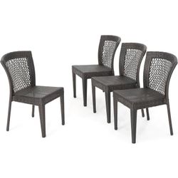 Set of 4 Wicker Outdoor Dining Chairs