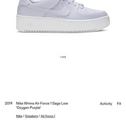 Nike Wmns Air Force 1 Sage Low 'Oxygen Purple'
Used
Womens Size 10
Mens size 8.5