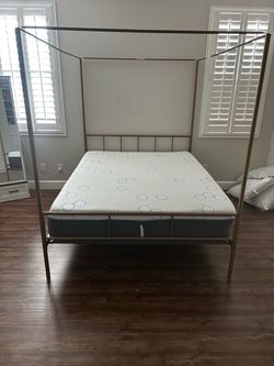 Queen bed frame with mattress