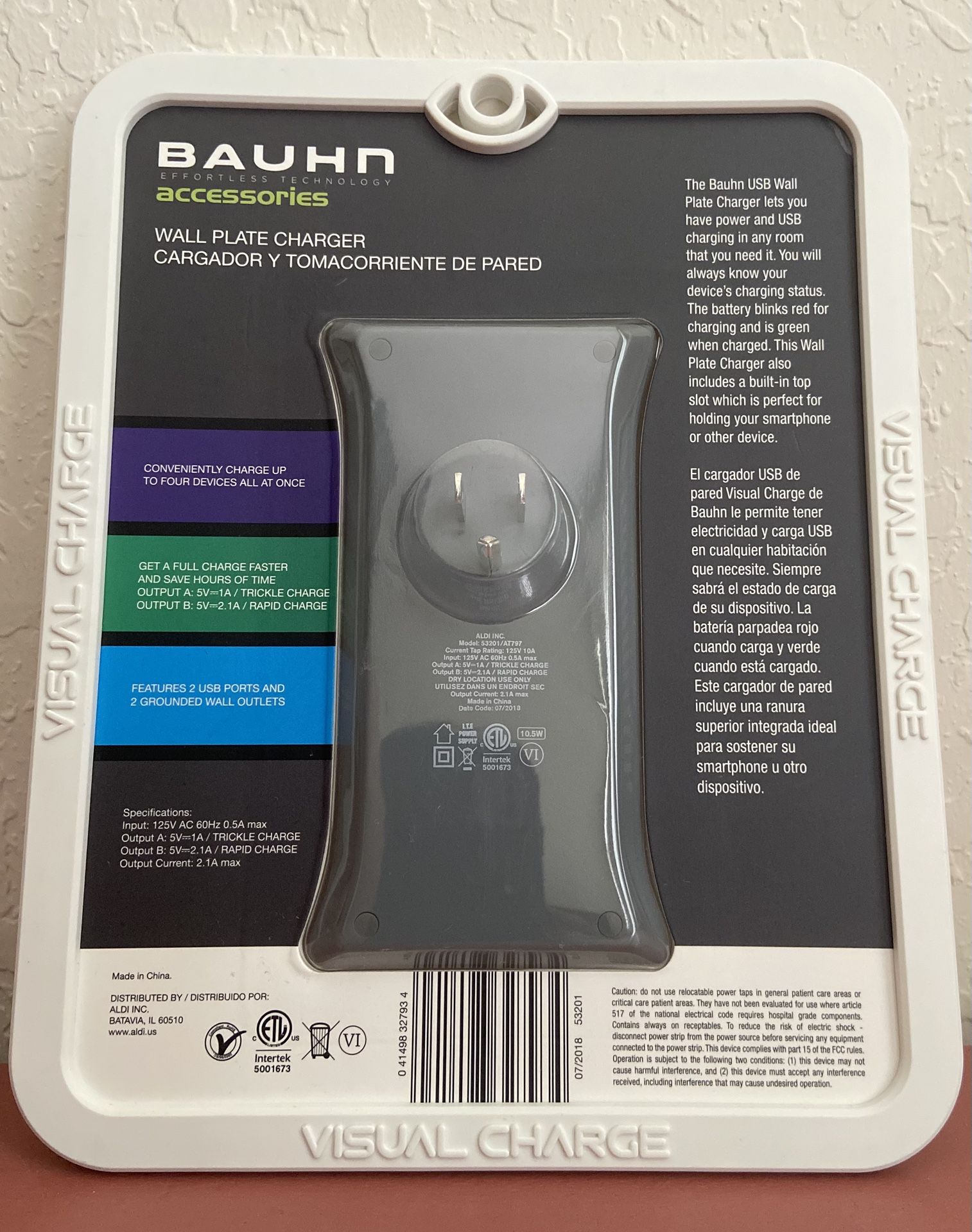 NEW/ Bauhn Wall Plate Charger and Power Outlet,
