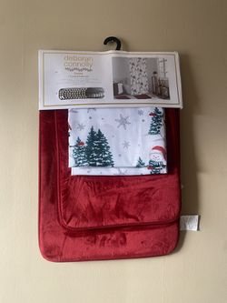 NEW Holiday Bathroom Accessories Shower Curtain Set