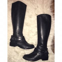 Juicy Couture tall black leather boots Sz 6.5 great Condition