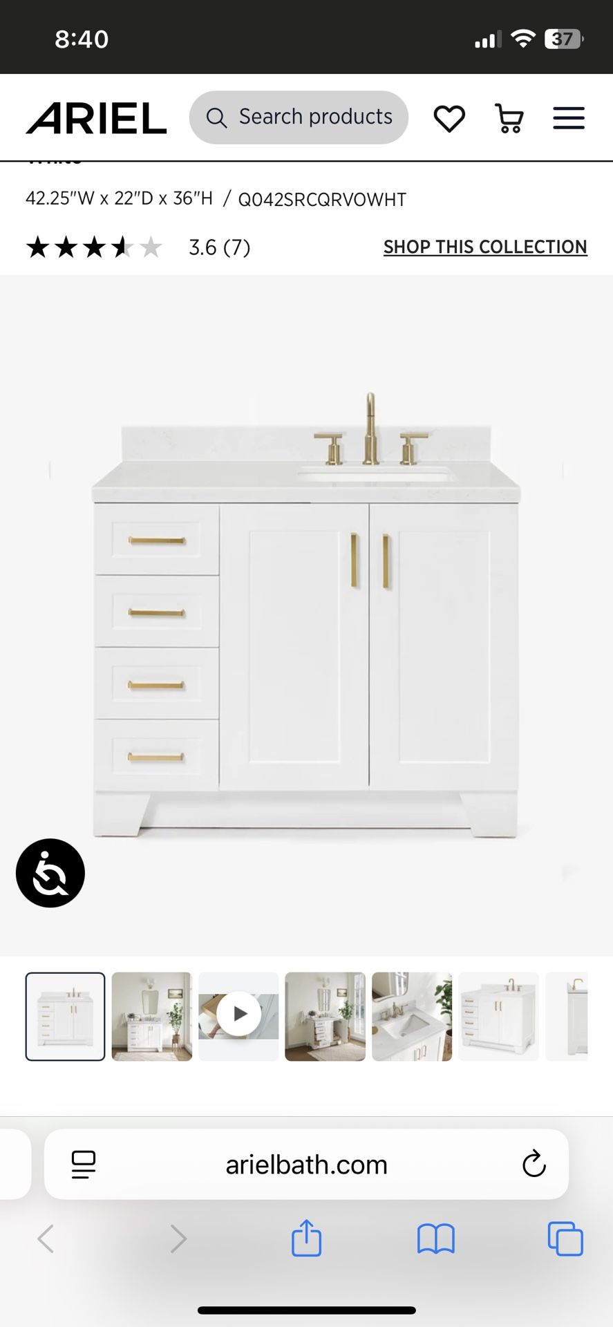 NEW in box White 42in Vanity