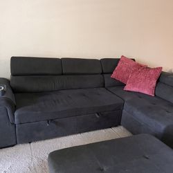 Sectional Sleeper Sofa With Bed And Ottoman For Storage