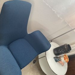 Authentic HBF "Dialogue" Mid-Century Modern Winged Lounge Chair - Blue