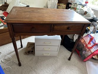 Old Wood Desk Sturdy 2 Drawers $50