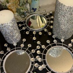 ✨ Glam Mirrored Wall Decor Set + Sparkle Pillar Candles ✨
