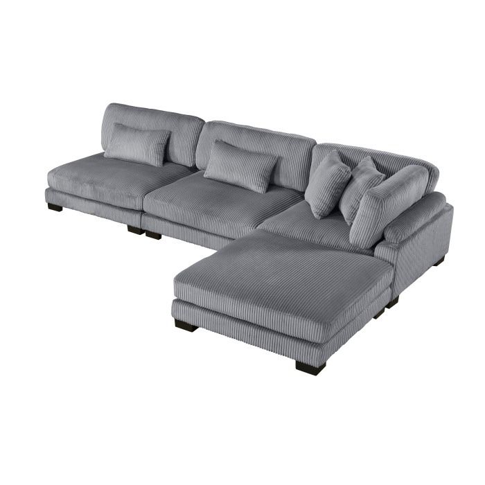 New Sectional Grey Corduroy