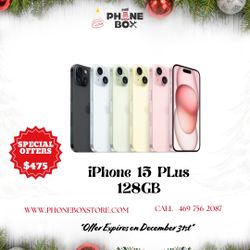 iPhone 15 Plus 128GB Unlocked Available On 🎄Christmas Sale For $475🥳😱