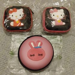 BRAND NEW IN PACKAGES 3D CHARACTER EARBUD KEY COIN FULL ZIPPER PROTECTIVE STORAGE CASES 