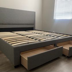 Brand New King Size Grey Storage Bed Frame (New In Box) 