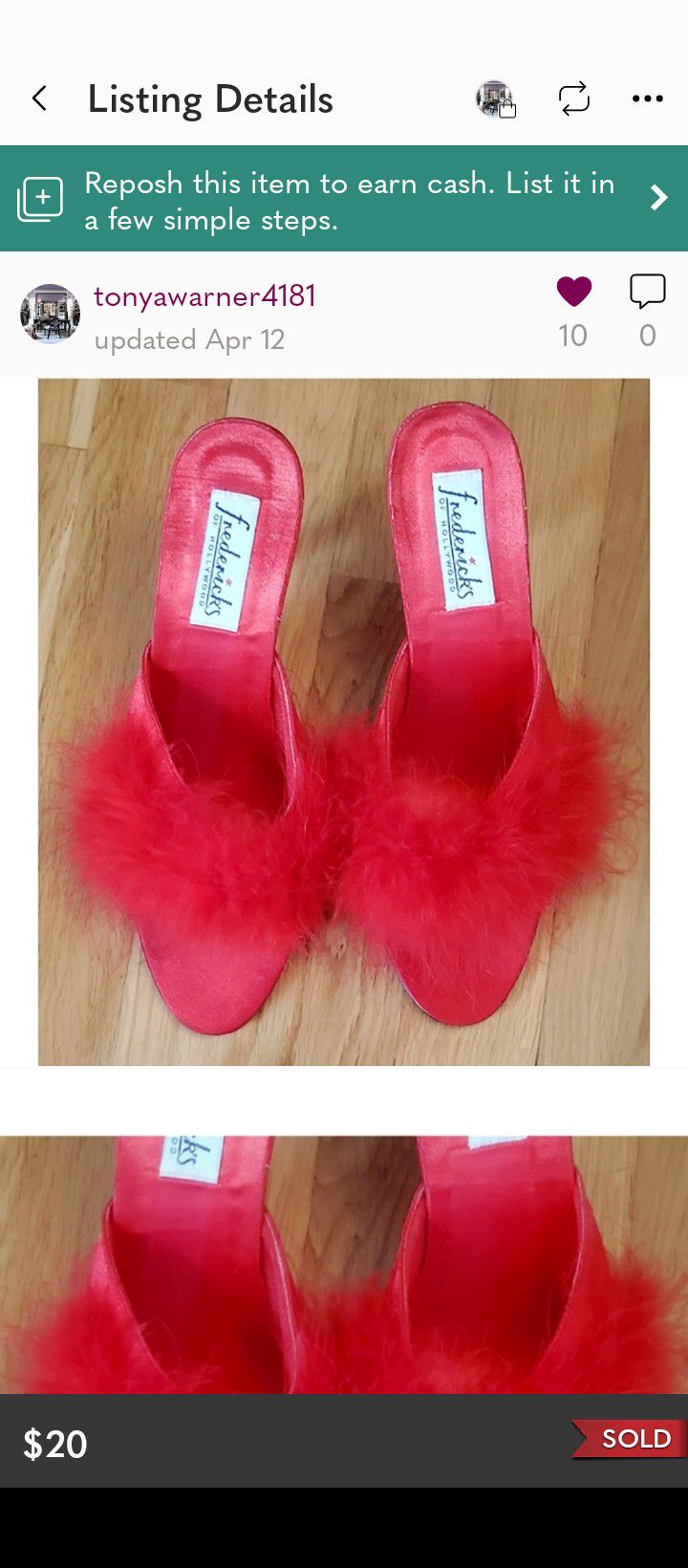 Frederick's Of Hollywood Red Slippers