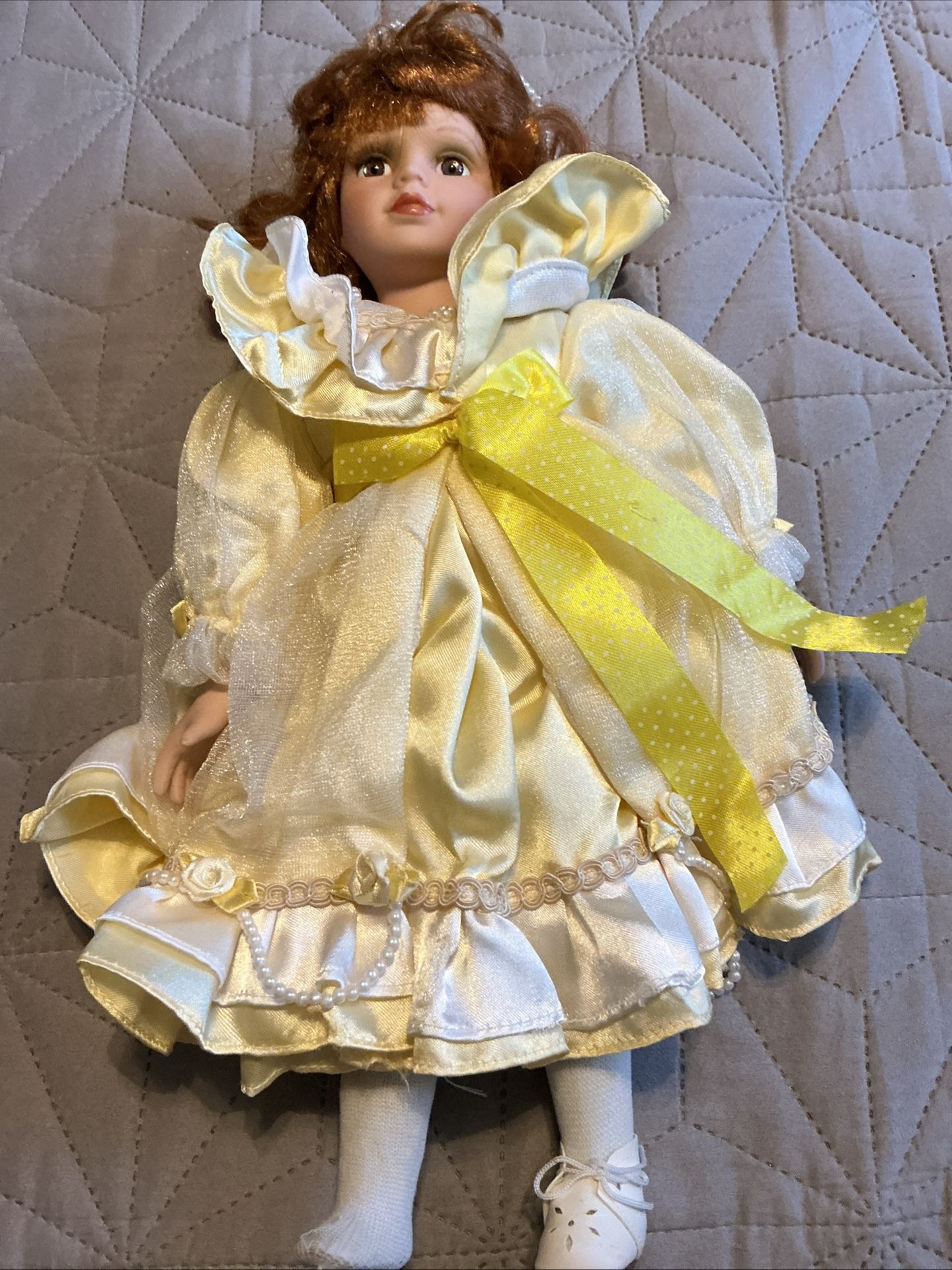 Beautiful Red Head Shoeless Doll With Beaded Dress And Hair