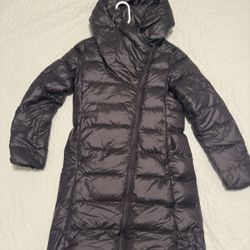 XS Nike Black Asymmetrical Zip And Oversized Hoody Puffer 
