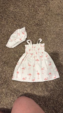 Baby newborn or doll flamingo dress with hat