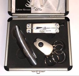 NEW Sheffield Multi-Tool + Lock-Back Knife Set in Box Scissors LED Light Keychain Pliers Stainless Steel MultiTool -Like Micra Leatherman
