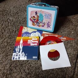 Walt Disney D23 LUNCH BOX , RECORD AND BANNER