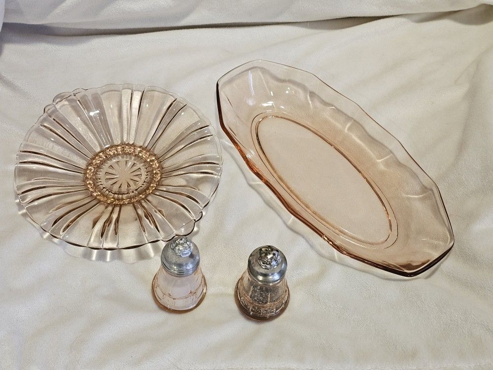 Pink Depression Glass Set