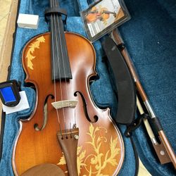 4/4 Full Size Violin with New Bow, Digital Tuner, Shoulder Rest, Extra Strings $220 Firm