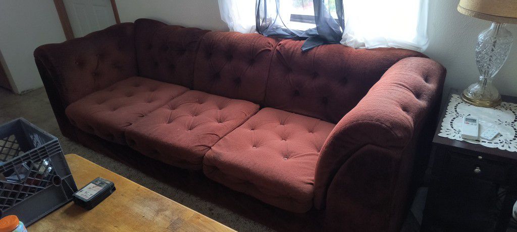 Vintage Rust Colored Mid-century Modern Comfy Couch