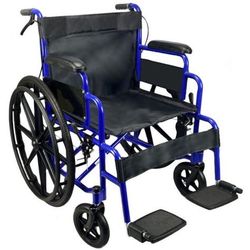Drive Medical Blue Streak Lightweight Wheelchair with Swing-Away Footrests and Flip-Back Arms, Portable Folding Wheelchair for Adults and Seniors, 18 