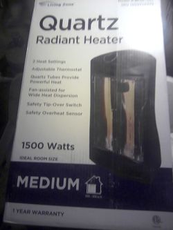 New/ Unused 1500-Watt Black Electric Tower Quartz Infrared Space Heater with thermostat . RETAIL $79.99
