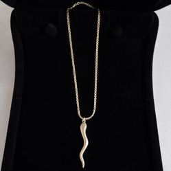 Christian Dior Horn Necklace 14K Gold Filled Signed 1970s Vintage Pendant Minimalist Boho Jewelry