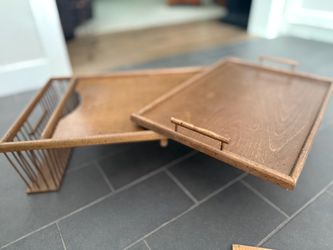 Wooden Bed Tray with Side Rack
