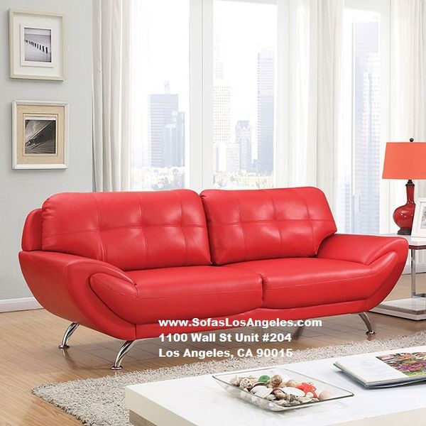 Red Breathable Leather Tufting Couch Sofa For In Los Angeles Ca Offerup
