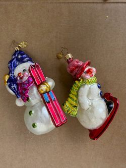 Three Radko snowman ornaments