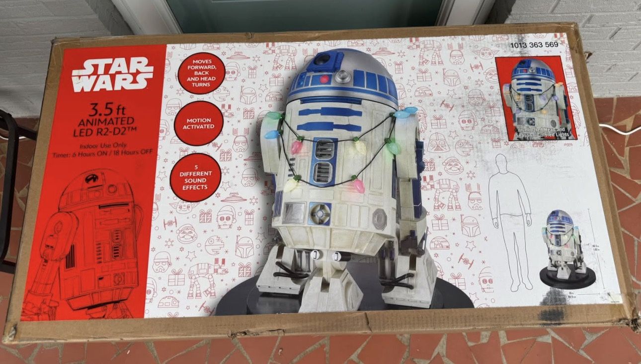 Star Wars 3.5 ft. Animated LED R2D2 Decoration Animatronic Christmas Holiday Home Depot in hand