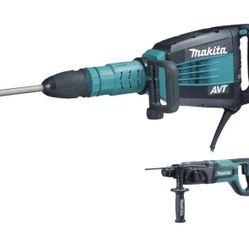Makita HM1214CX 27 Lb. AVT Demolition Hammer, Accepts SDS-MAX Bits And 1" Rotary Hammer, Blue