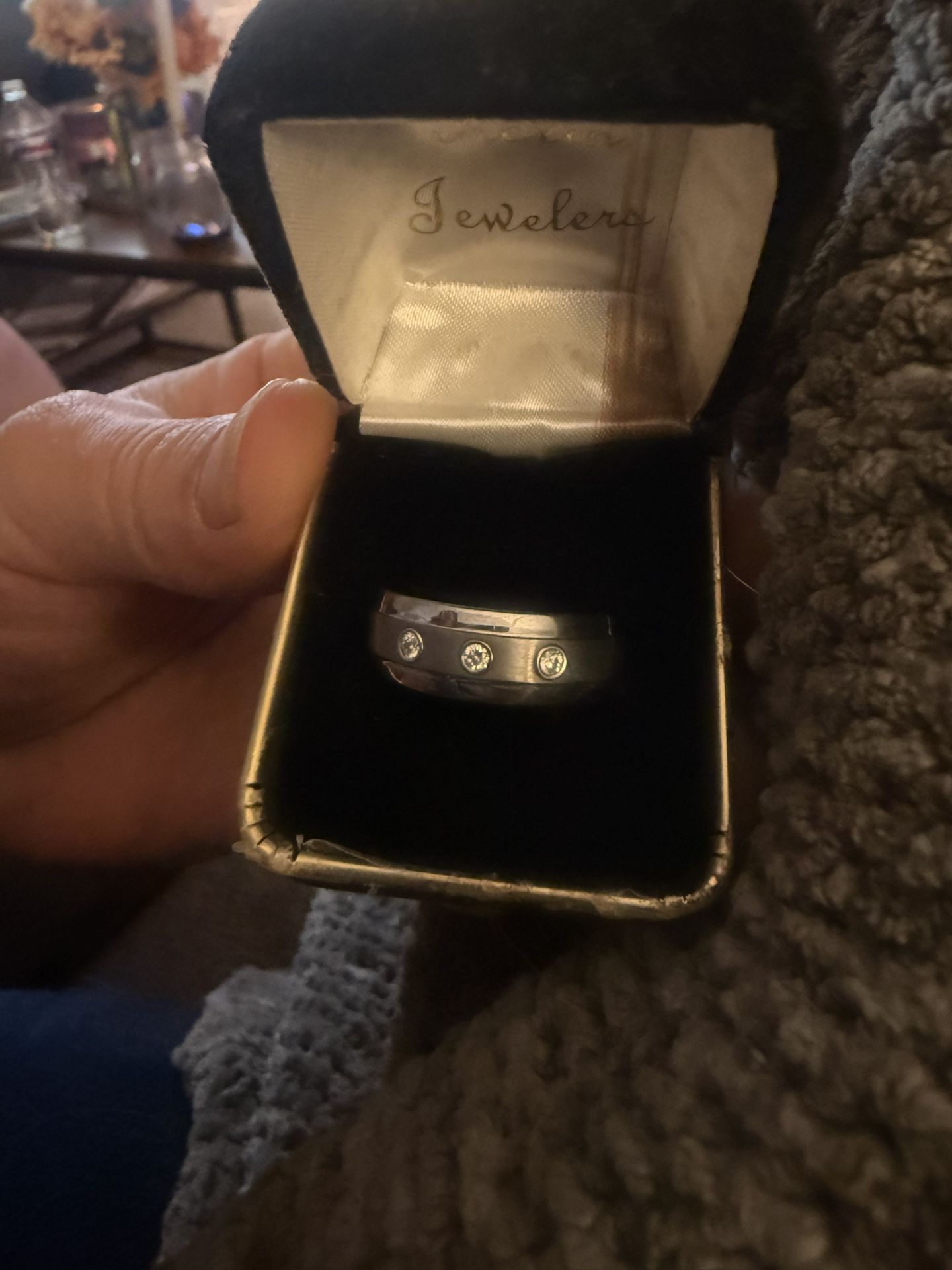 Tungsten Ring With Diamonds