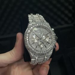 Moissanite Bustdown Watch All White