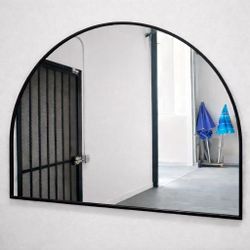 New In Box 47”x 35.5” Tall Wall Decor Mirror Black Metal Frame With MDF Backboard Indoor Furniture Decoration 