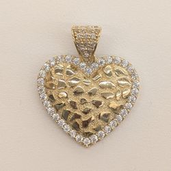 10kt Real Gold Nugget Heart Pendant