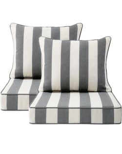 Outdoor Patio Chair Cushions Set, 24" x 24", Set of 2, Water-Repellent, Fade Resistant, Deep Seat Bottom and Back Cushion for Backyard, Couch, Sofa an