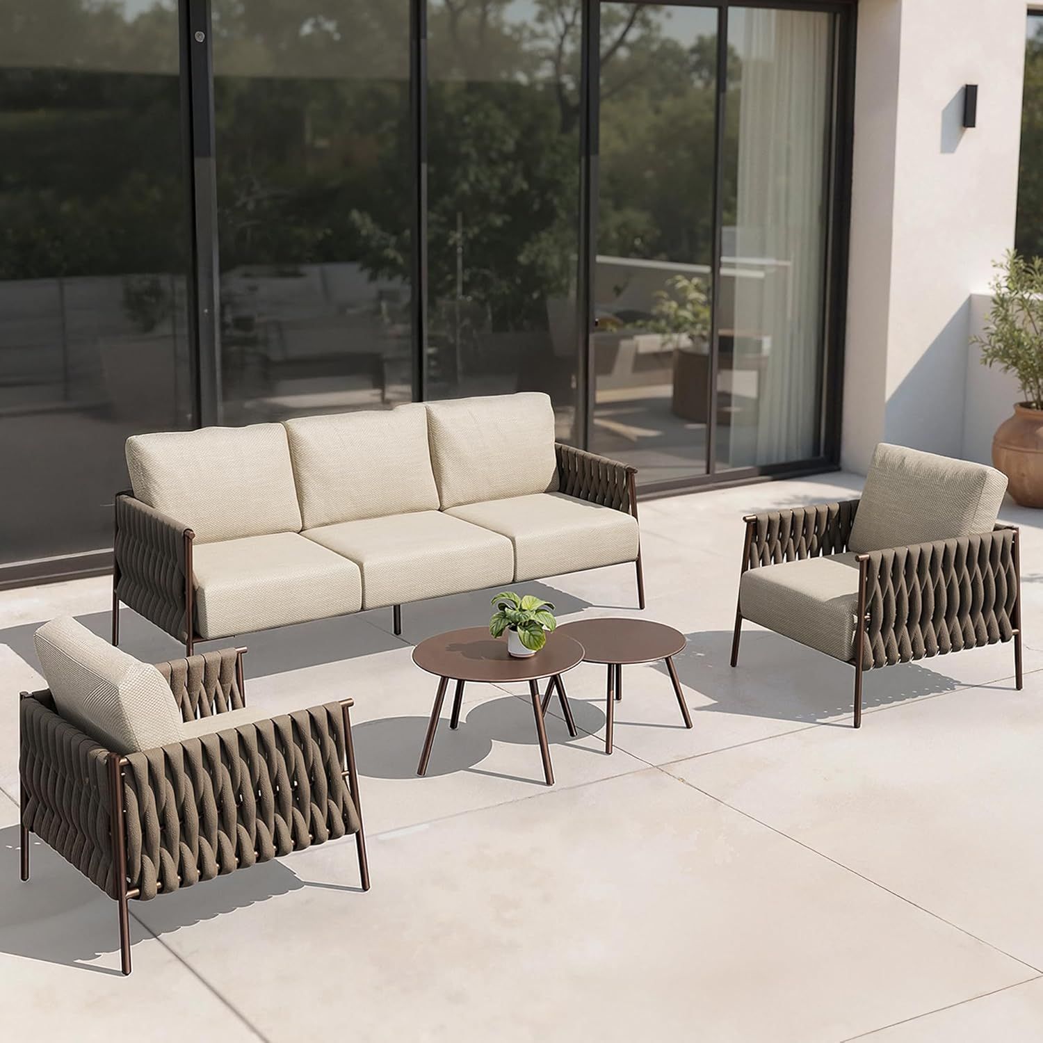 EAST OAK 5-Piece Patio Furniture Set | Life Chatter 5-Seat Outdoor Furniture