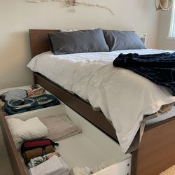IKEA MALM King Size Bed Frame w/ Under Bed Storage Drawers