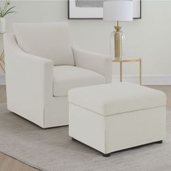 Accent Swivel Chair And Lift Top Storage Ottoman 