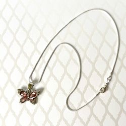 Pink Butterfly Necklace 