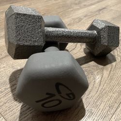 Set of Hex Cast Iron Dumbbells 10 lbs [Total: 20 lbs]
